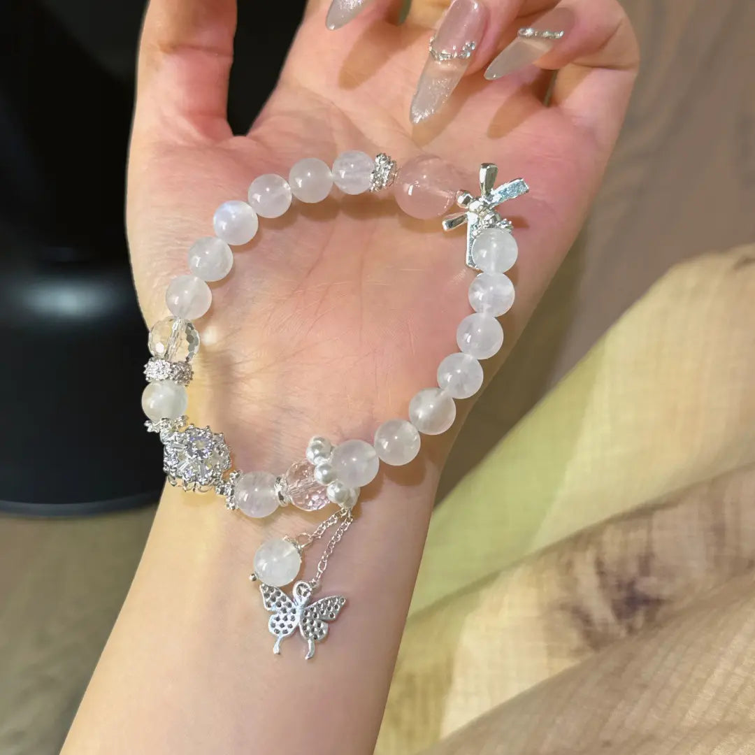 Handcrafted white-moonstone; rose-quartz; clear-quartz Detail for Love - Astara