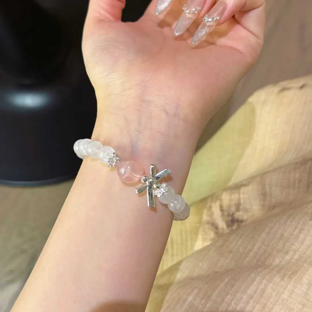 Handcrafted white-moonstone; rose-quartz; clear-quartz Detail for Love - Astara