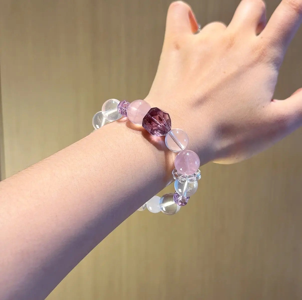 Handcrafted rose-quartz; amethyst; clear-quartz; white-phantom-quartz Detail for Love - Astara