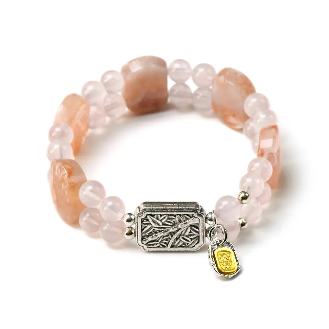 shopify--jewelry-material-1dyzjxql; sakura-agate; rose-quartz Love Crystal Jewelry - Blossom Grace Sakura Agate Bracelet | Astara
