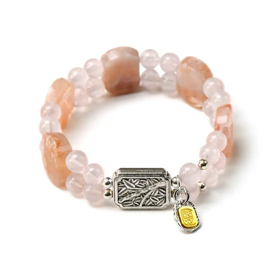 shopify--jewelry-material-1dyzjxql; sakura-agate; rose-quartz Love Crystal Jewelry - Blossom Grace Sakura Agate Bracelet | Astara