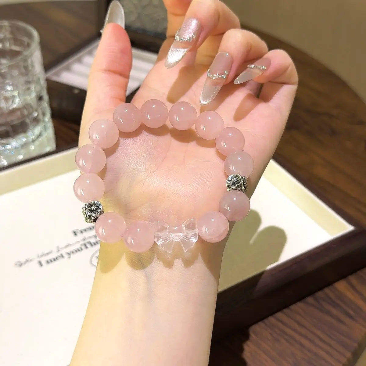 Handcrafted rose-quartz; clear-quartz Detail for Love - Astara