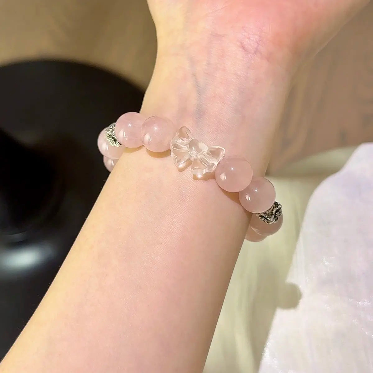 Handcrafted rose-quartz; clear-quartz Detail for Love - Astara