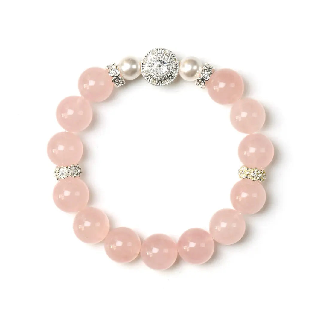 shopify--jewelry-material-1dyzjxql; shell-pearl; rose-quartz Love Crystal Jewelry - Petaline Rose Quartz Bracelet | Astara