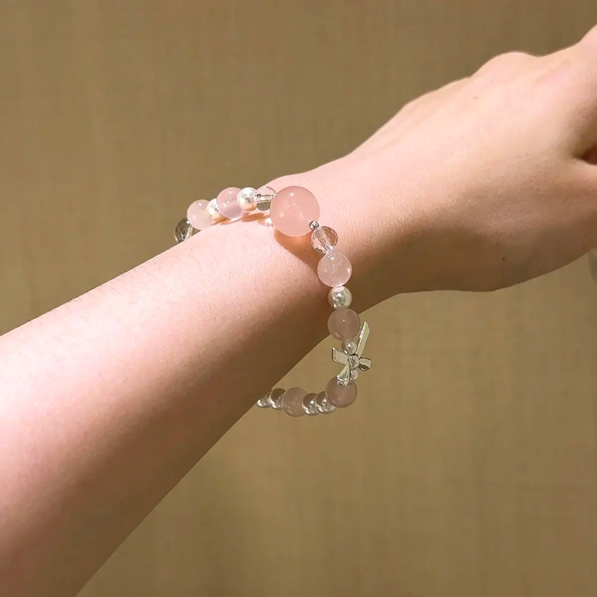 Handcrafted rose-quartz; green-phantom-quartz; shell-pearl; clear-quartz Detail for Love - Astara
