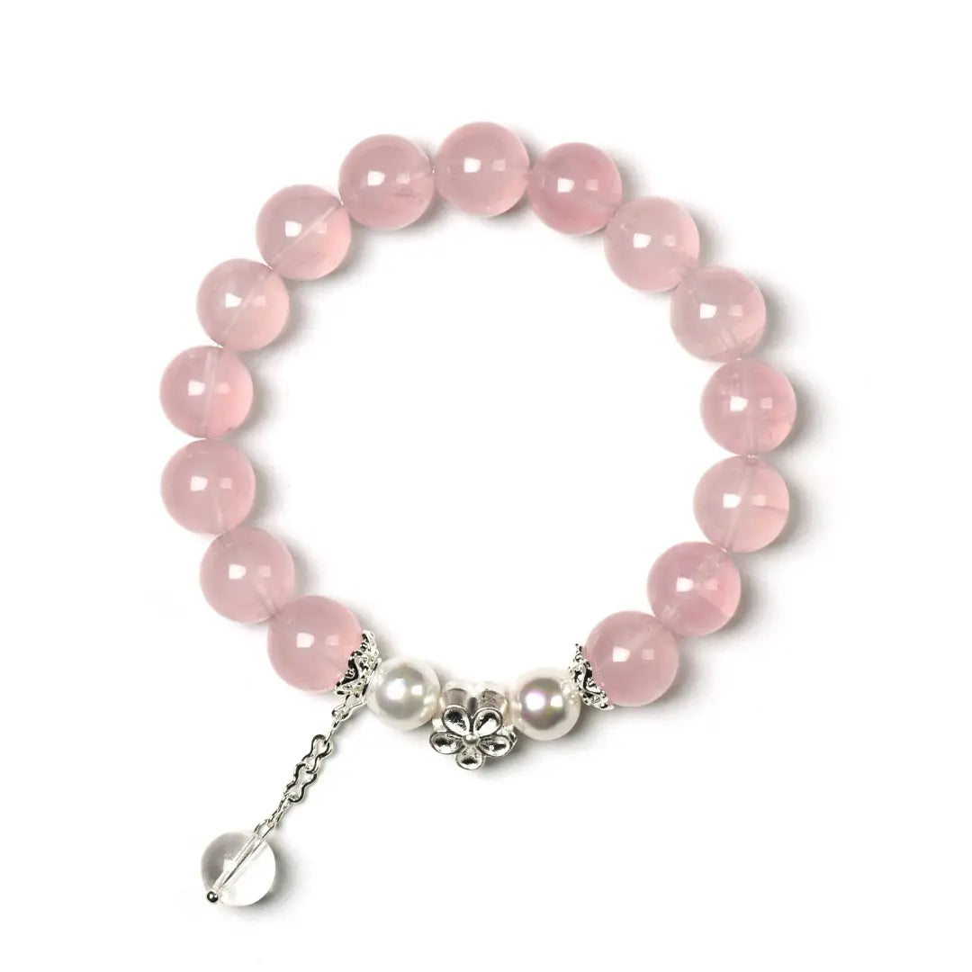 rose-quartz; shell-pearl; silver; clear-quartz Love Crystal Jewelry - Grace Rose Quartz Bracelet | Astara