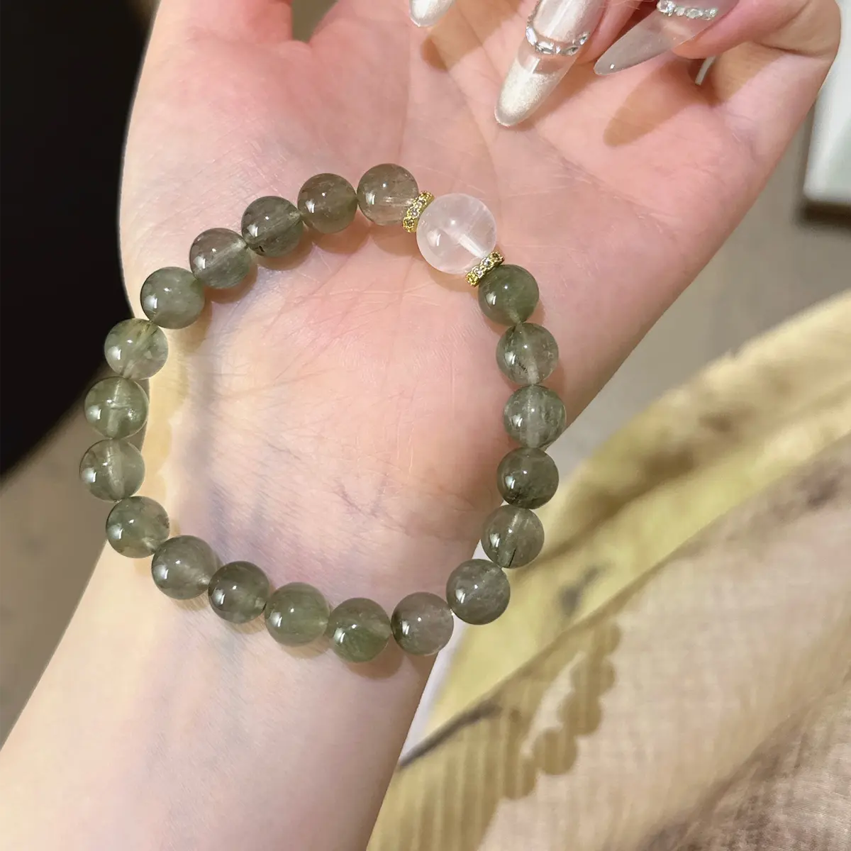Handcrafted shopify--jewelry-material-bjo6nad9; golden-rutilated-quartz; green-rutilated-quart Detail for Love - Astara