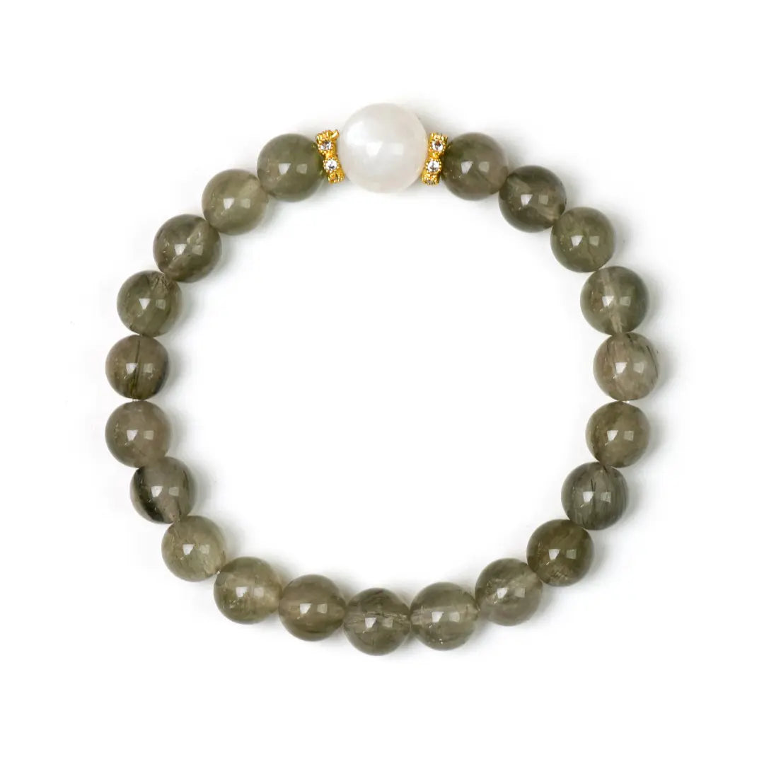 shopify--jewelry-material-bjo6nad9; golden-rutilated-quartz; green-rutilated-quart Love Crystal Jewelry - Lunaforest Green Rutilated Quartz & Blue Moonstone Bracelet | Astara