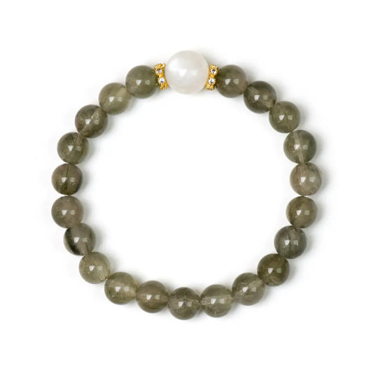shopify--jewelry-material-bjo6nad9; golden-rutilated-quartz; green-rutilated-quart Love Crystal Jewelry - Lunaforest Green Rutilated Quartz & Blue Moonstone Bracelet | Astara