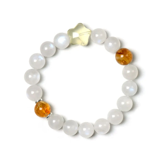 blue-moonstone; golden-rutilated-quartz; citrine-crystal Abundance Crystal Jewelry - Dawnstar Blue Moonstone Bracelet | Astara
