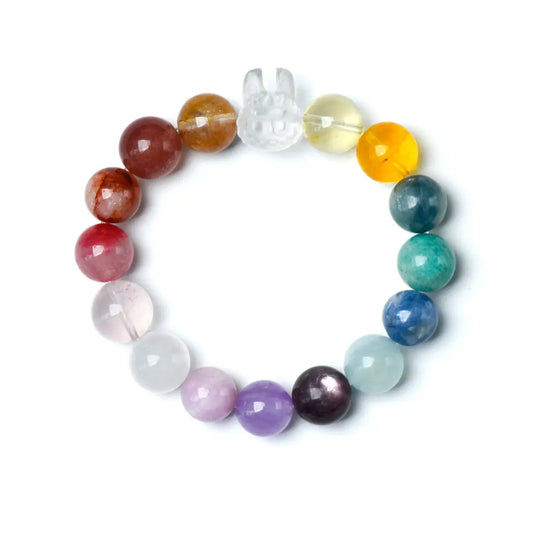 citrine-crystal; yellow-fluorite; amazonite; kunzite; blue-kyanite; aquamarine; amethyst; lepidolite; rose-quartz; labradorite; rhodonite; strawberry-quartz; yellow-hematoid-quartz; clear-quartz; white-phantom-quartz Love Crystal Jewelry - Prism Ascend Energy Bracelet | Astara