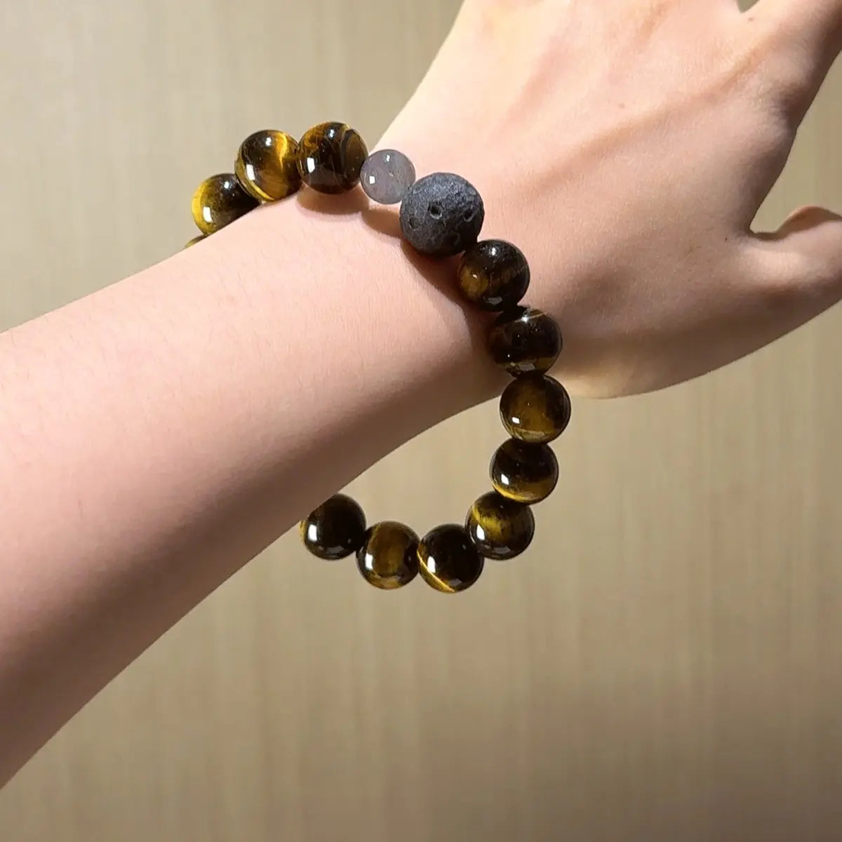 Handcrafted gray-moonstone-1; tigers-eye; lava-stone Detail for Abundance - Astara