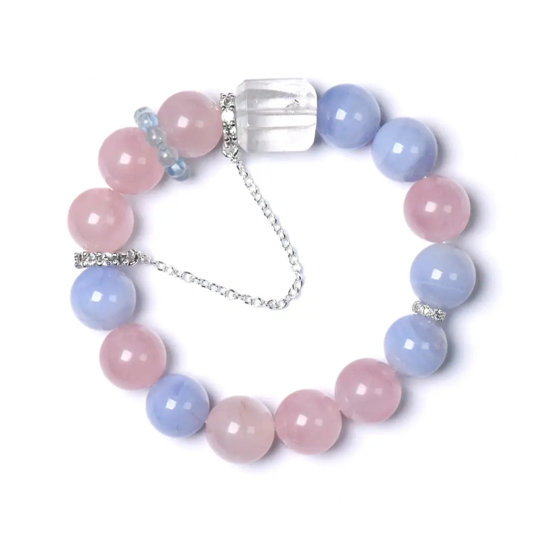 blue-agate; rose-quartz; clear-quartz; aquamarine Love Crystal Jewelry - Petal Sky Harmony Bracelet | Astara