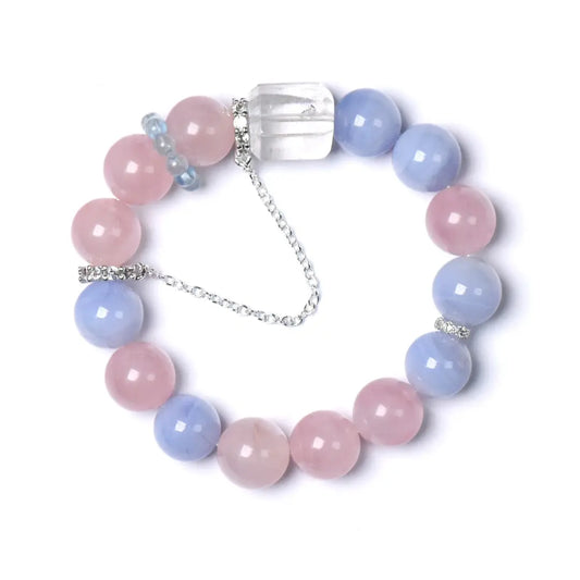 blue-agate; rose-quartz; clear-quartz; aquamarine Love Crystal Jewelry - Petal Sky Harmony Bracelet | Astara