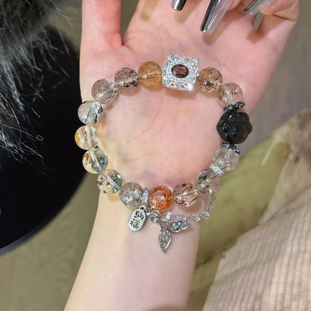 Handcrafted shopify--jewelry-material-1dyzjxql; black-gold-super-seven; black-obsidian Detail for Abundance - Astara