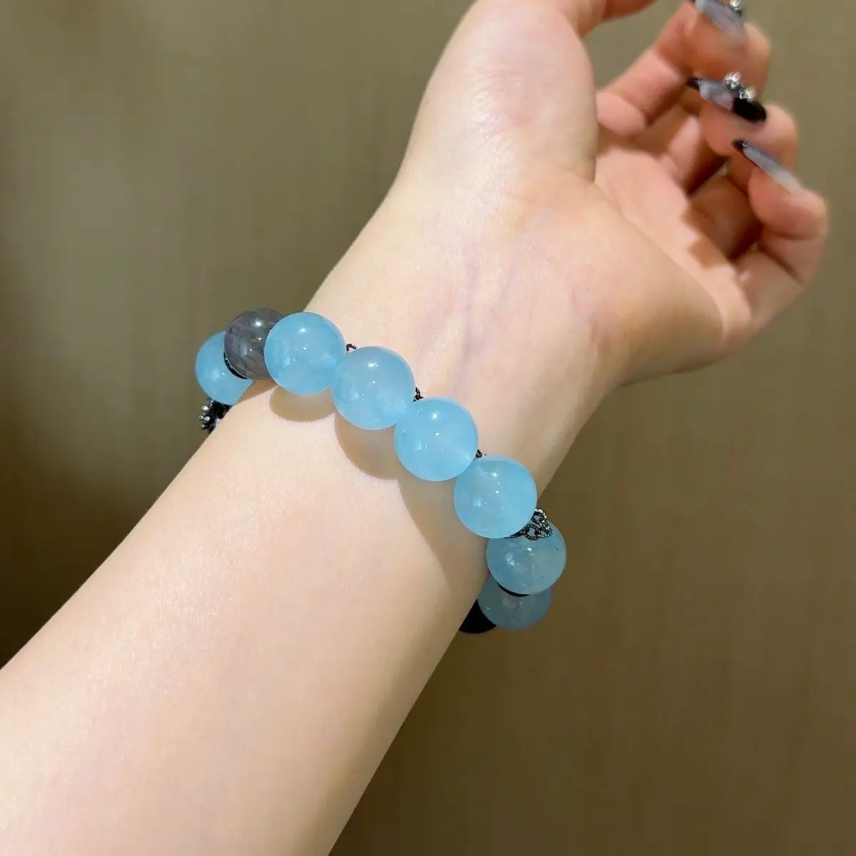 Handcrafted shopify--jewelry-material-1dyzjxql; blue-chalcedony; gray-moonstone; green-phantom-quartz; herkimer-diamond Detail for Love - Astara