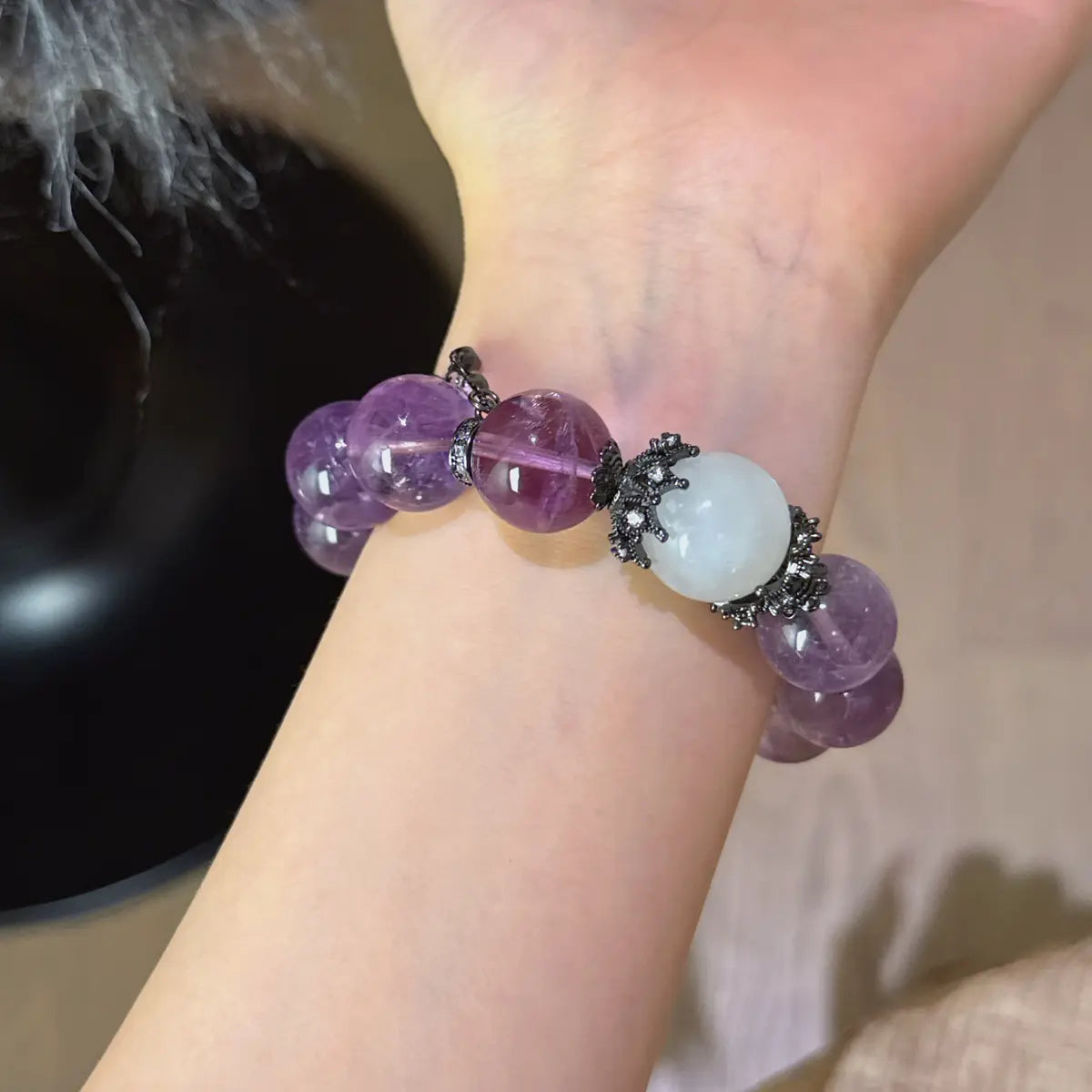 Handcrafted shopify--jewelry-material-1dyzjxql; white-phantom-quartz; amethyst Detail for Love - Astara