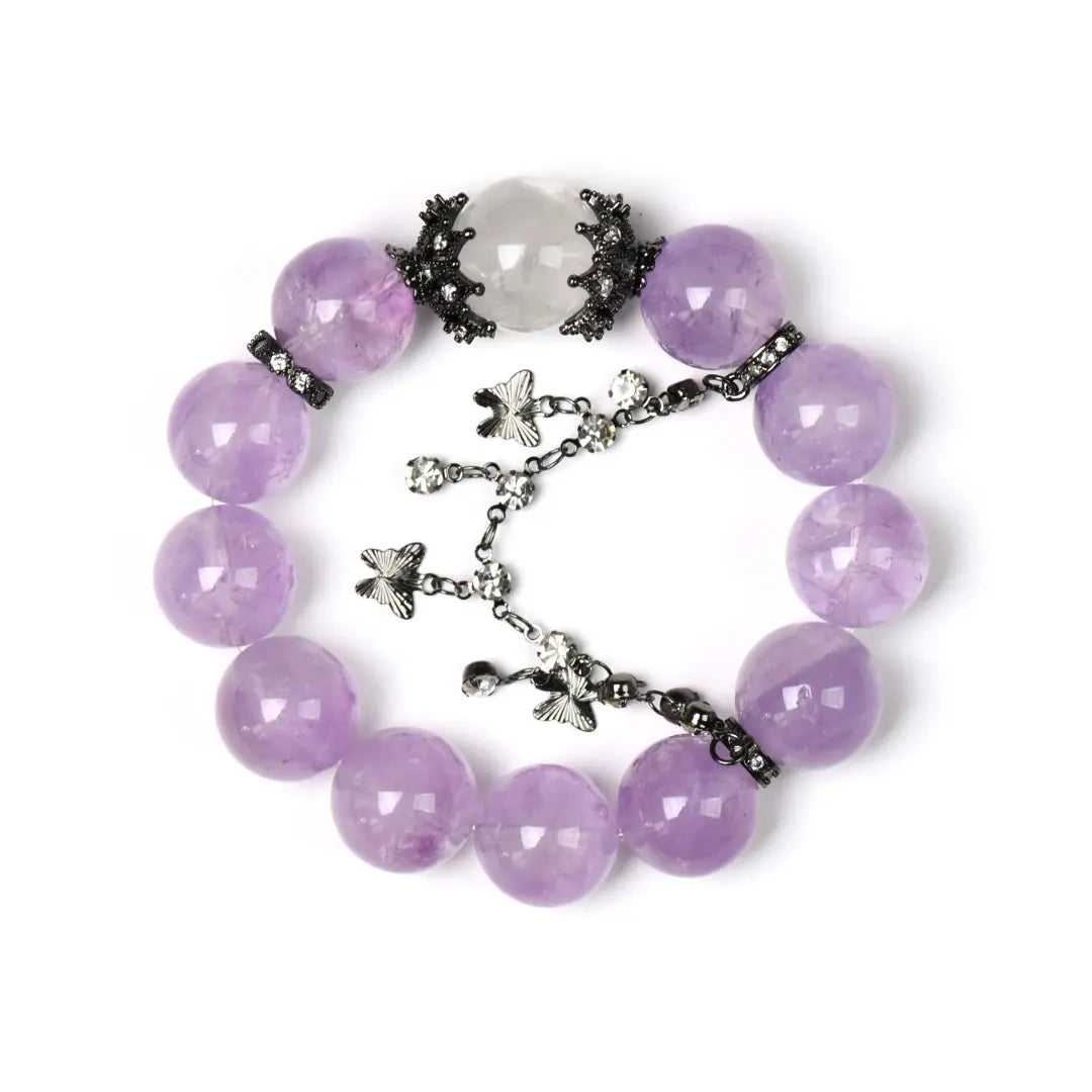 shopify--jewelry-material-1dyzjxql; white-phantom-quartz; amethyst Love Crystal Jewelry - Amethyst & White Phantom Quartz Celestial Calm Bracelet | Astara