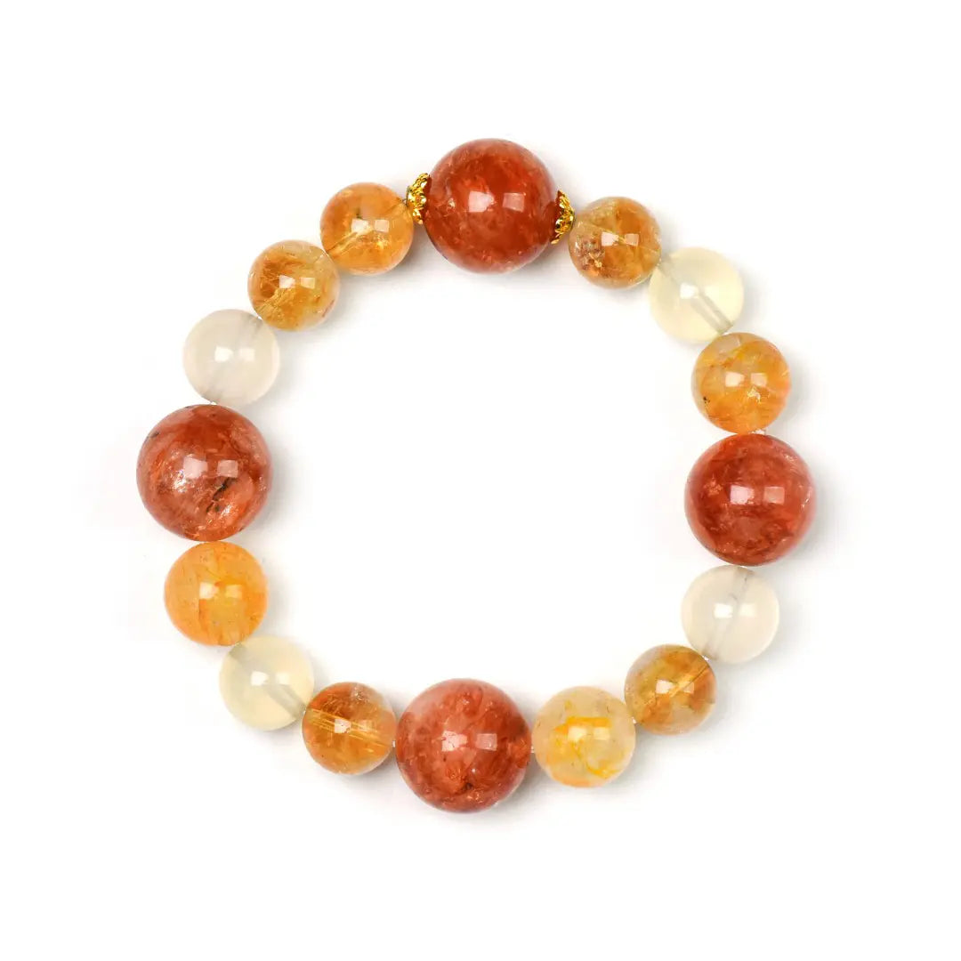 yellow-hematoid-quartz; red-hematoid-quartz; citrine-crystal Abundance Crystal Jewelry - Solar Prosperity Hematoid Quartz & Citrine Bracelet | Astara
