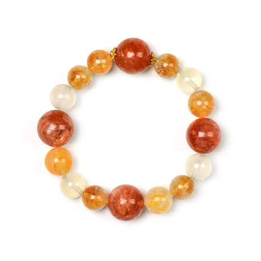 yellow-hematoid-quartz; red-hematoid-quartz; citrine-crystal Abundance Crystal Jewelry - Solar Prosperity Hematoid Quartz & Citrine Bracelet | Astara