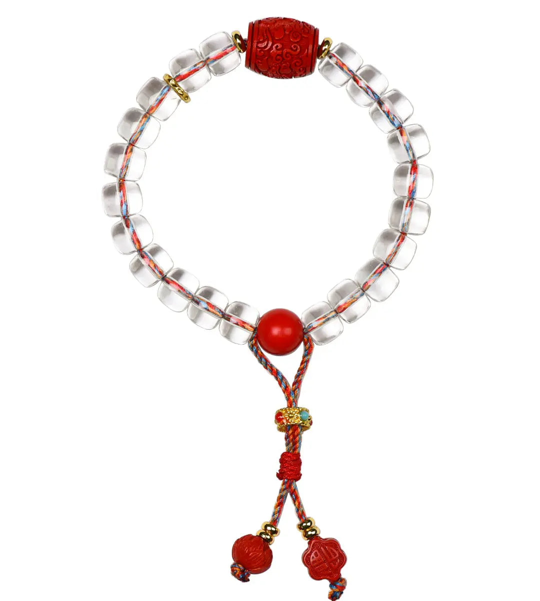 cinnabar; clear-quartz Healing Crystal Jewelry - Fortune Guard Clear Quartz & Cinnabar Bracelet | Astara