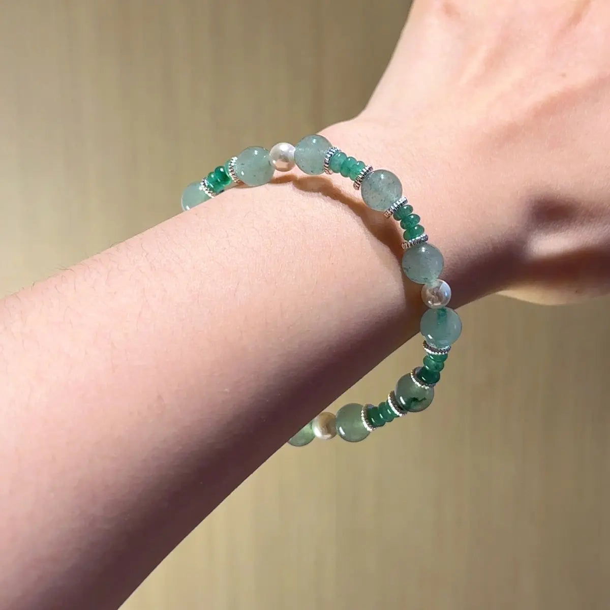 Handcrafted shopify--jewelry-material-1dyzjxql; green-aventurine; shell-pearl Detail for Healing - Astara
