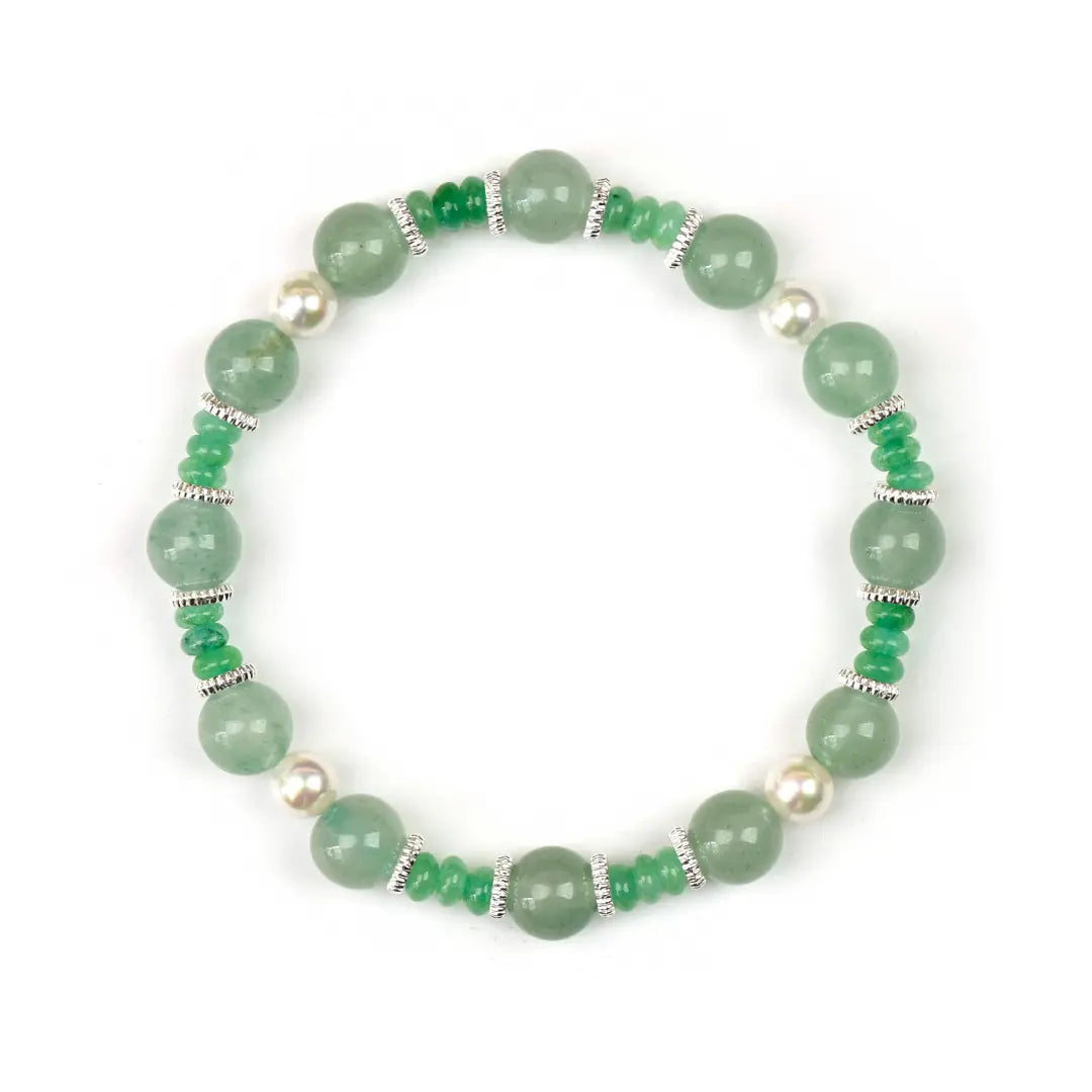 shopify--jewelry-material-1dyzjxql; green-aventurine; shell-pearl Healing Crystal Jewelry - Emerald Grove Serenity Bracelet | Astara