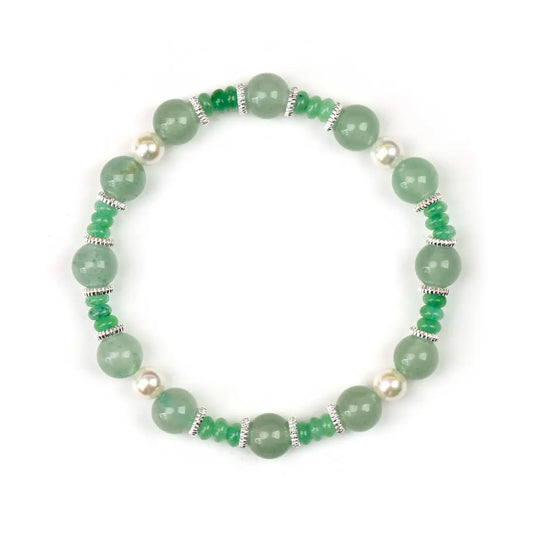 shopify--jewelry-material-1dyzjxql; green-aventurine; shell-pearl Healing Crystal Jewelry - Emerald Grove Serenity Bracelet | Astara
