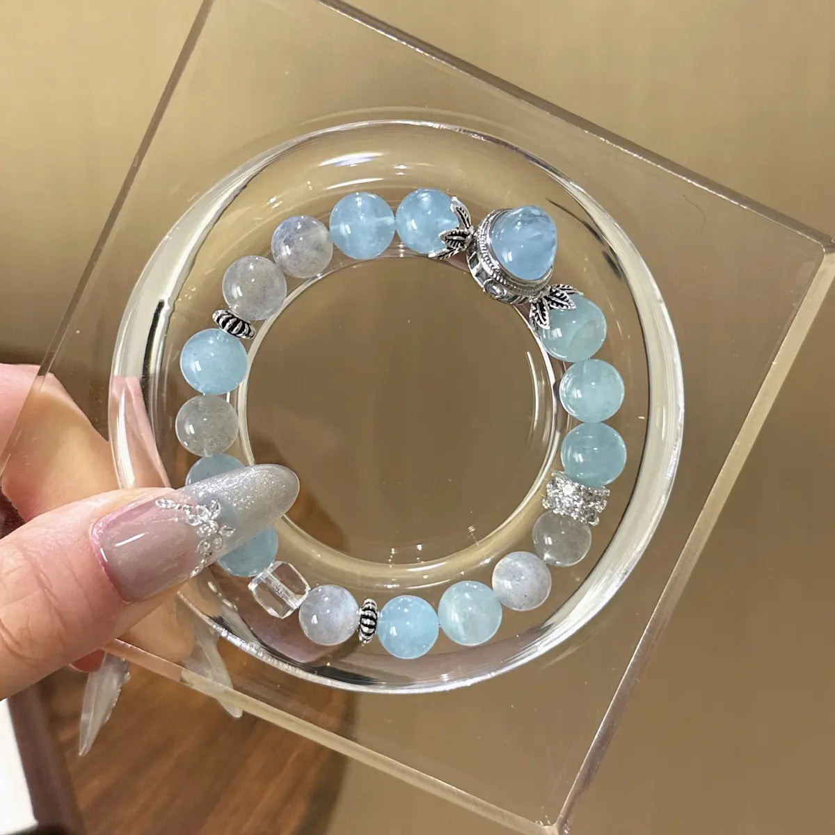 Handcrafted shopify--jewelry-material-1dyzjxql; aquamarine; gray-moonstone Detail for Healing - Astara