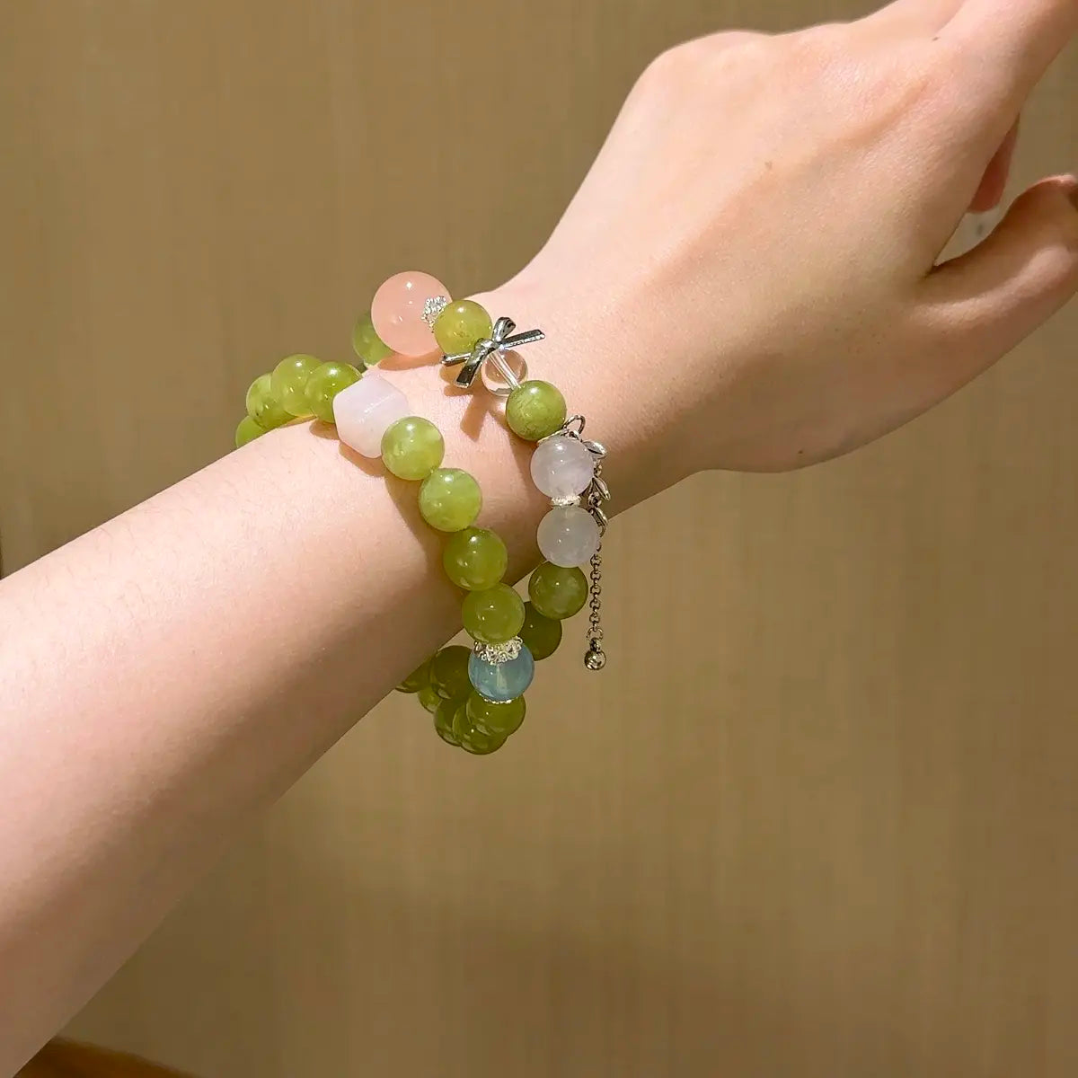 Handcrafted aquamarine; rose-quartz; clear-quartz; blue-moonstone; jade Detail for Love - Astara
