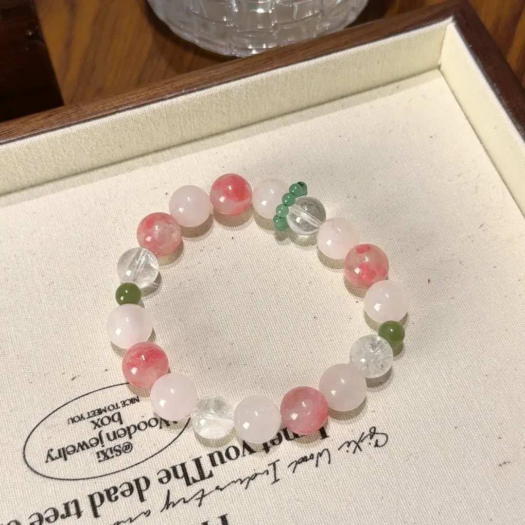 Handcrafted rose-quartz; clear-quartz; rhodonite; green-jasper Detail for Love - Astara