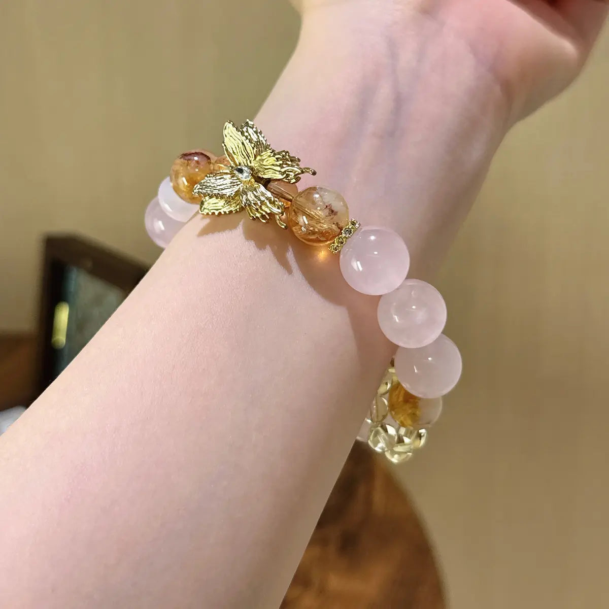 Handcrafted rose-quartz; citrine-crystal Detail for Love - Astara