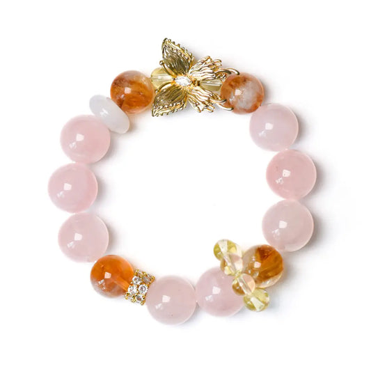 rose-quartz; citrine-crystal Love Crystal Jewelry - Golden Petal Radiance Bracelet | Astara