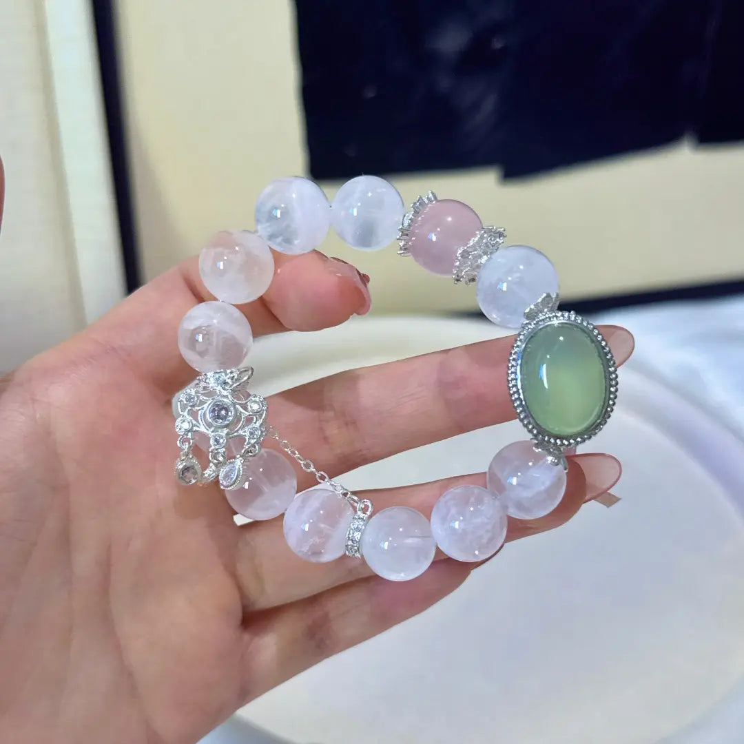 Handcrafted shopify--jewelry-material-1dyzjxql; rose-quartz; green-chalcedony; white-phantom-quartz Detail for Love - Astara
