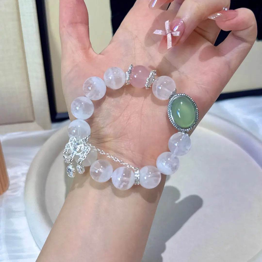 Handcrafted shopify--jewelry-material-1dyzjxql; rose-quartz; green-chalcedony; white-phantom-quartz Detail for Love - Astara