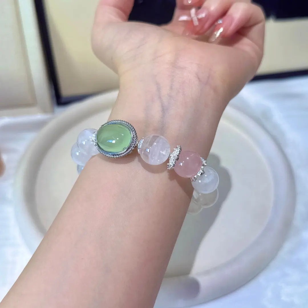 Handcrafted shopify--jewelry-material-1dyzjxql; rose-quartz; green-chalcedony; white-phantom-quartz Detail for Love - Astara