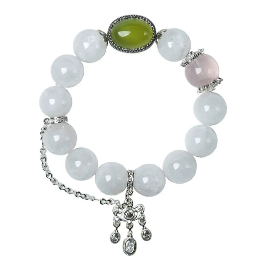 shopify--jewelry-material-1dyzjxql; rose-quartz; green-chalcedony; white-phantom-quartz Love Crystal Jewelry - Verdant Aura Bracelet | Astara