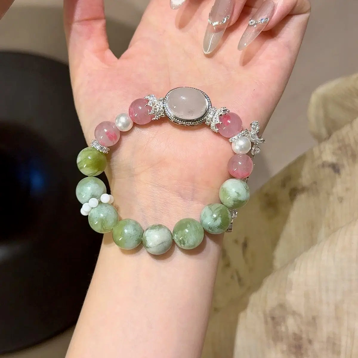 Handcrafted shopify--jewelry-material-1dyzjxql; rhodonite; jade; agate Detail for Love - Astara