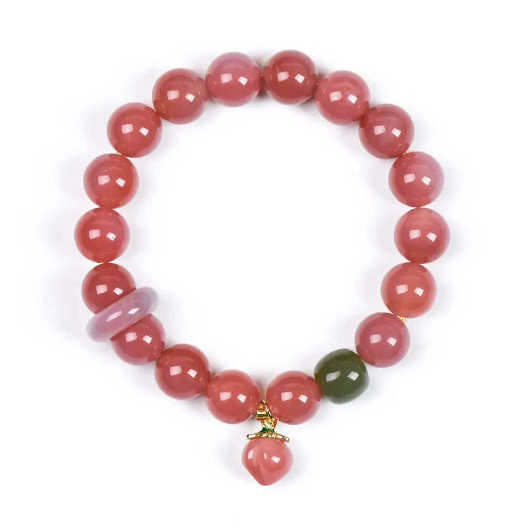 agate; hetian-jade Abundance Crystal Jewelry - Peach Blossom Bracelet | Astara