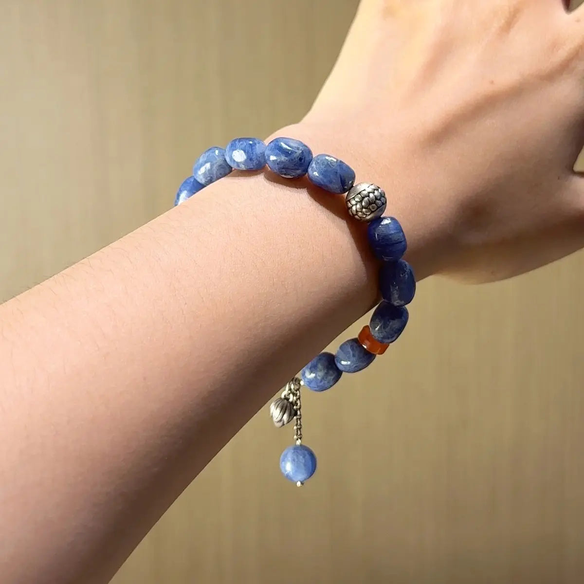 Handcrafted shopify--jewelry-material-1dyzjxql; blue-kyanite; lapis-lazuli; nanhong-agate Detail for Abundance - Astara