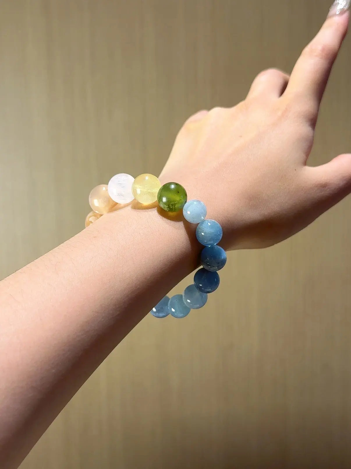 Handcrafted white-phantom-quartz; aquamarine; sakura-agate; citrine-crystal; jade Detail for Love - Astara