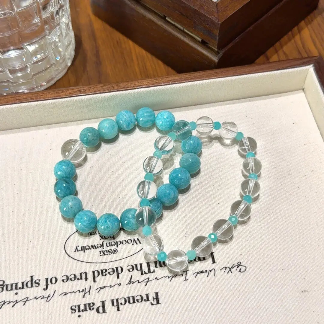 Amazonite and clear quartz bracelet for confidence communication and emotional balance