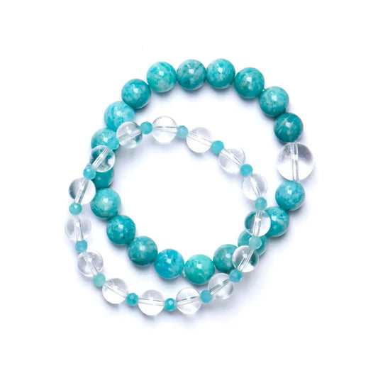 Amazonite and clear quartz bracelet for confidence communication and emotional balance