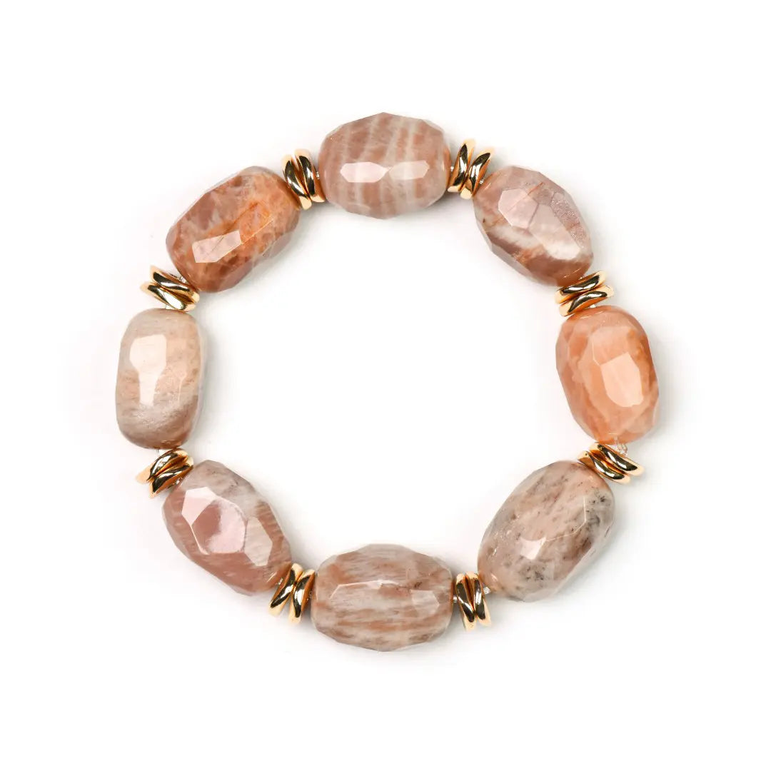 Sunstone freeform bracelet with golden orange sparkle for motivation confidence and wealth energy