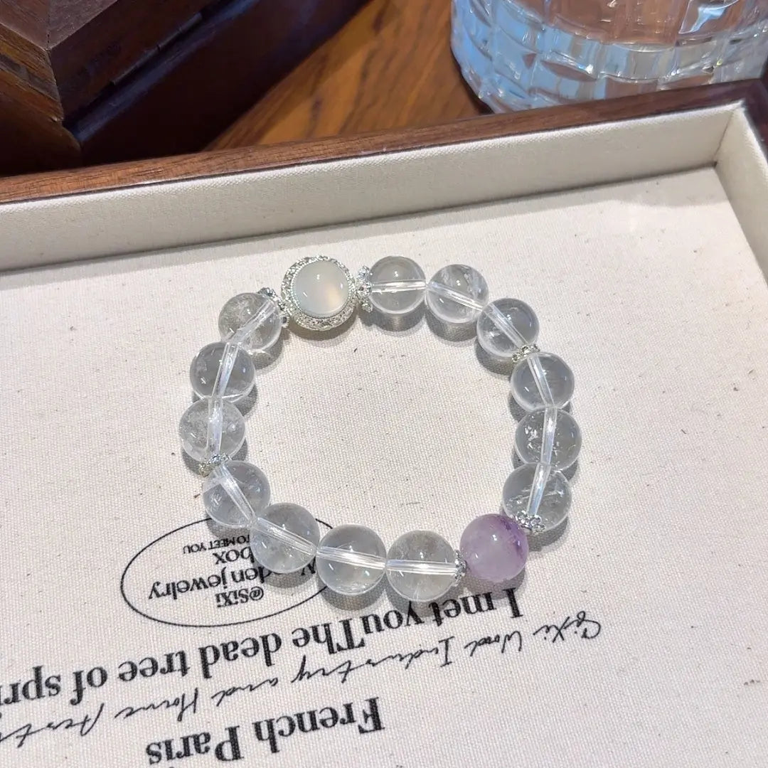 Clear quartz and amethyst bracelet for focus clarity and emotional balance