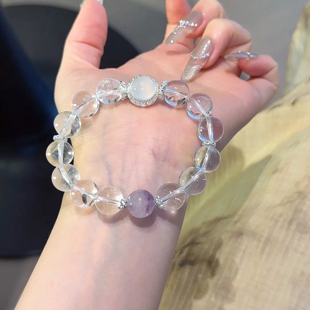 Clear quartz and amethyst bracelet for focus clarity and emotional balance