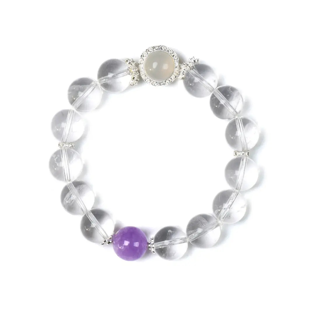 Clear quartz and amethyst bracelet for focus clarity and emotional balance
