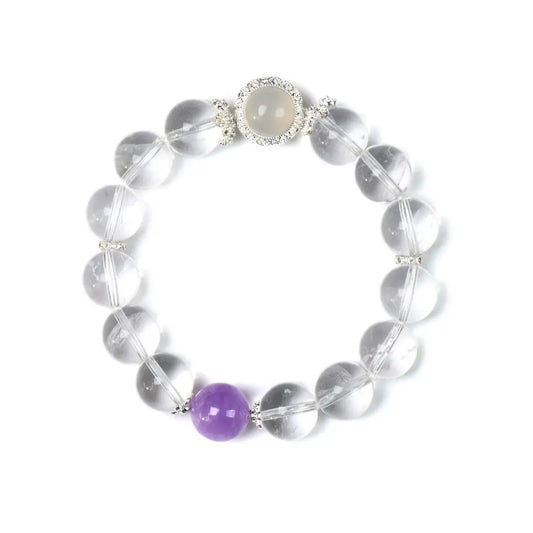 Clear quartz and amethyst bracelet for focus clarity and emotional balance