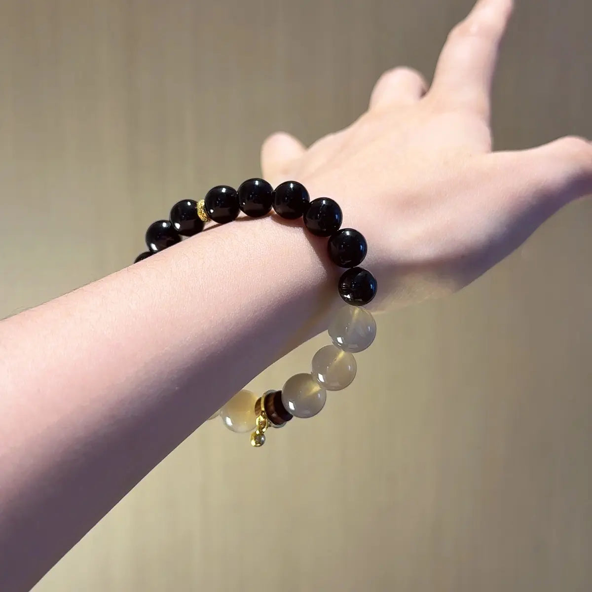 Hypersthene & Peach Moonstone designed for emotional healing, love attraction and relationship protection. Elegant energy jewelry for connection and balance.