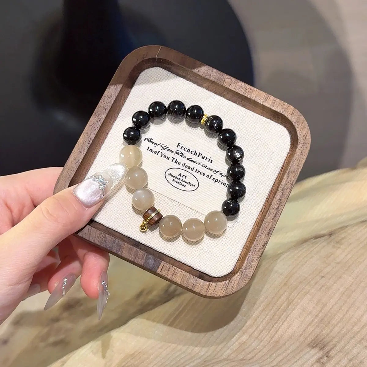 Hypersthene & Peach Moonstone designed for emotional healing, love attraction and relationship protection. Elegant energy jewelry for connection and balance.